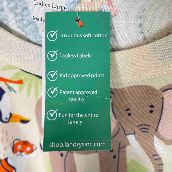 Landry's NWT Jungle Party Long Sleeve Cotton Knit Pajama Set Womens Size L - Picture 5 of 13